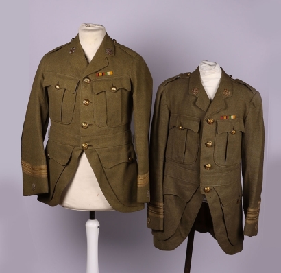 WW1 British Officers Cuff Rank Tunics of Major W M Hamilton Highland Light Infantry