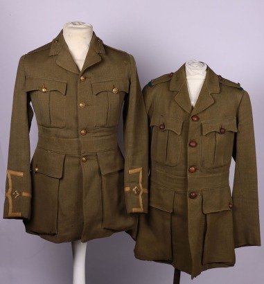 WW1 British Cuff Rank Tunic and Shoulder Rank Tunic with Divisional / Battalion Markings