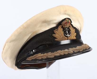 WW2 Royal Navy Senior Officers Peaked Cap with White Summer Cover