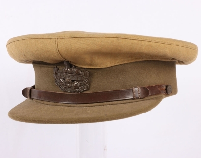 Pre War-WW2 Moleskin Gloucestershire Regiment Officers Peaked Cap and Crown Protector