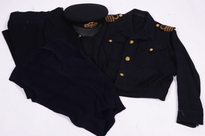 WW2 Royal Navy Officers Working Dress Blouse, Trousers and Peaked Cap