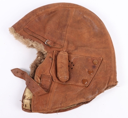 WW1 Royal Flying Corps Cut Down Cowl Pattern Leather Flying Helmet