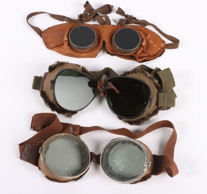 Three pairs of WW2 Period Goggles.