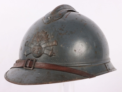 WW1 French Artillery Battle Damaged Adrian Steel Helmet