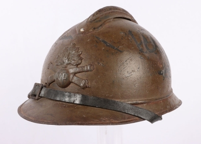 WW1 French Colonial Artillery M-15 Adrian Pattern Steel Helmet,