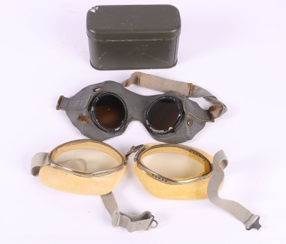 Two Pairs of WW2 German Goggles, Luftwaffe & Heer Types
