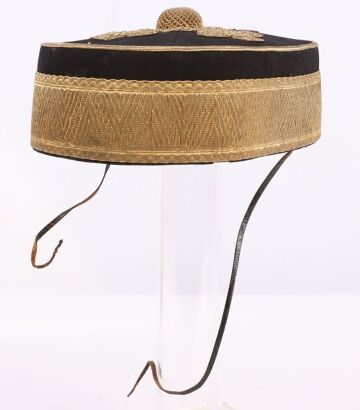 Victorian 4th Queens Own Hussars Pill Box Cap in Metal Storage Tin