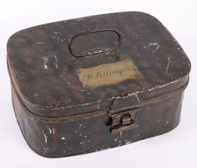 Victorian 4th Queens Own Hussars Pill Box Cap in Metal Storage Tin - 7