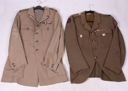 Military Tunics of the 12th Earl of Airlie, David Lyulph Gore Wolseley Ogilvy KT, GCVO, MC, consisting of four pocket summer pattern service dress tunic, probably for wear in India. The tunic has regimental buttons for the 10th (Prince of Wales Own) Hussa