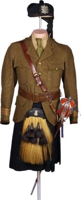 WW1 Scottish 6th Battalion (Glasgow Highlanders) Highland Light Infantry Officers Uniform and Equipment Group