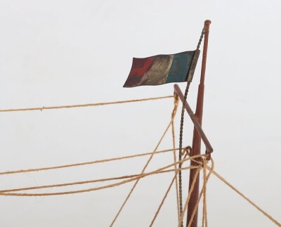 A Bing live steam tinplate three Funnel Gunboat, German circa 1905 - 7