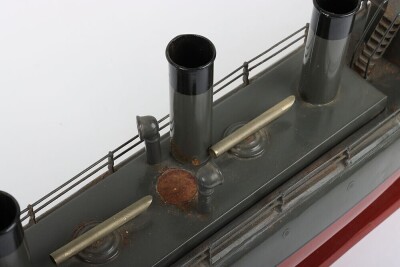 Largest Bing live steam tinplate three funnel Torpedo boat, German circa 1908 - 6