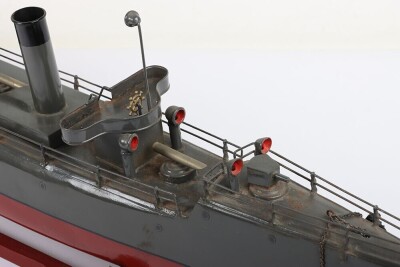 Largest Bing live steam tinplate three funnel Torpedo boat, German circa 1908 - 10