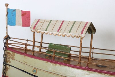 A Bing clockwork tinplate two funnel River boat &lsquo;Charlotte&rsquo;, German circa 1905 - 10