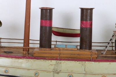A Bing clockwork tinplate two funnel River boat &lsquo;Charlotte&rsquo;, German circa 1905 - 11