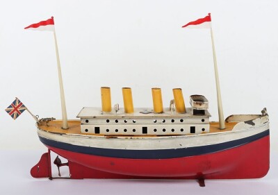 A Bing clockwork tinplate four funnel Ocean liner, German circa 1920 - 11