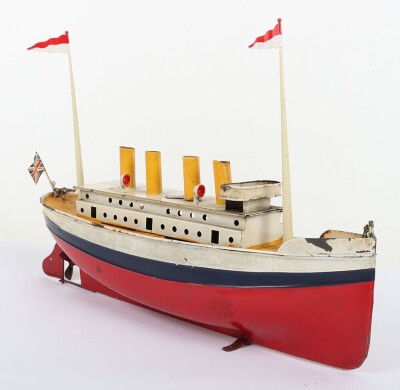 A Bing clockwork tinplate four funnel Ocean liner, German circa 1920 - 2