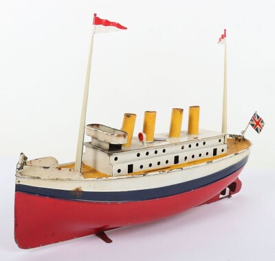 A Bing clockwork tinplate four funnel Ocean liner, German circa 1920 - 6