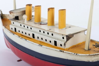 A Bing clockwork tinplate four funnel Ocean liner, German circa 1920 - 8
