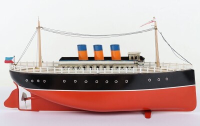 A Bing clockwork tinplate three funnel Ocean liner, German 1920s - 3