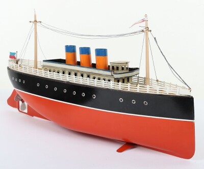A Bing clockwork tinplate three funnel Ocean liner, German 1920s - 6