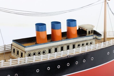 A Bing clockwork tinplate three funnel Ocean liner, German 1920s - 9
