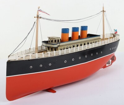 A Bing clockwork tinplate three funnel Ocean liner, German 1920s - 10