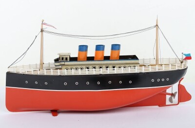 A Bing clockwork tinplate three funnel Ocean liner, German 1920s - 11