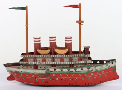 A Orobr 207 clockwork tinplate three funnel Ocean liner, 1920s - 2