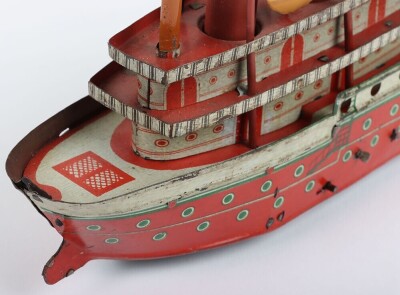 A Orobr 207 clockwork tinplate three funnel Ocean liner, 1920s - 3