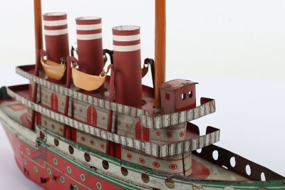 A Orobr 207 clockwork tinplate three funnel Ocean liner, 1920s - 5