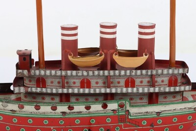 A Orobr 207 clockwork tinplate three funnel Ocean liner, 1920s - 8