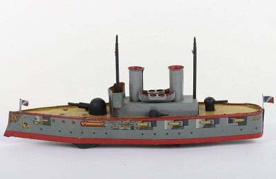 A Mohr & Krausz lithographed tinplate clockwork Gunship &lsquo;Mars&rsquo; floor toy, German circa 1910 - 3