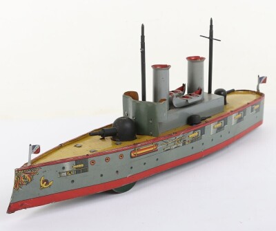 A Mohr & Krausz lithographed tinplate clockwork Gunship &lsquo;Mars&rsquo; floor toy, German circa 1910 - 5