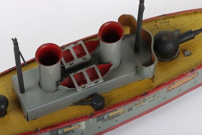 A Mohr & Krausz lithographed tinplate clockwork Gunship &lsquo;Mars&rsquo; floor toy, German circa 1910 - 13