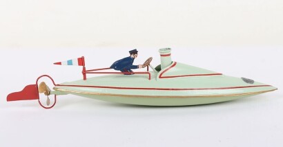Ernst Plank tinplate clockwork Speedboat
