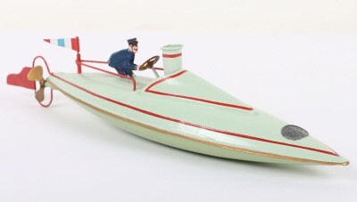 Ernst Plank tinplate clockwork Speedboat - 3