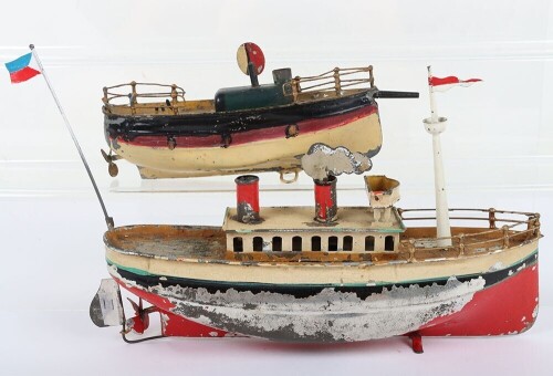 Two German tinplate clockwork boats, circa 1910