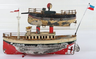 Two German tinplate clockwork boats, circa 1910 - 2