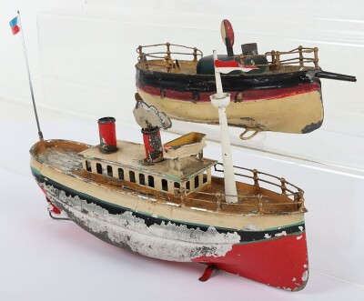 Two German tinplate clockwork boats, circa 1910 - 3