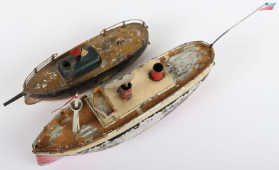Two German tinplate clockwork boats, circa 1910 - 4