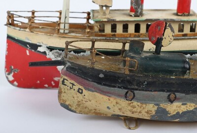 Two German tinplate clockwork boats, circa 1910 - 6