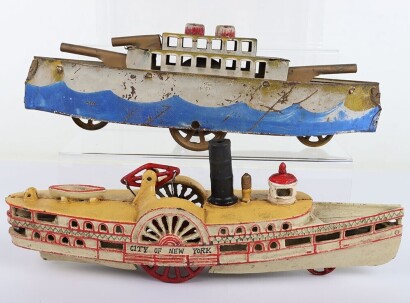 Two American floor toy boats, 1900/1915