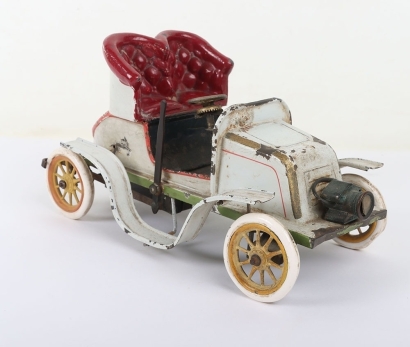 Bing tinplate clockwork hand painted De Dion two seater Runabout Motor car, German 1904