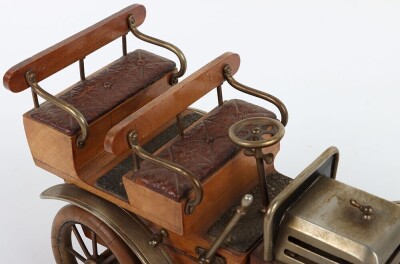 A cast metal and wooden De Dion four seat motor car smokers companion, circa 1905 - 19