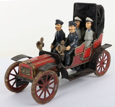 Carette tinplate clockwork four-seater open tourer, German circa 1910 - 3