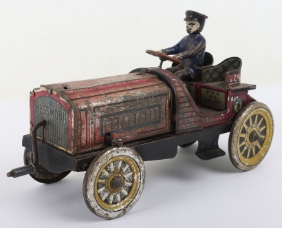 Hess tinplate flywheel driven two-seat open tourer, German circa 1908