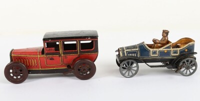 Small tinplate clockwork Taxi and open tourer, 1910/20s - 4