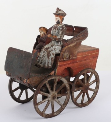 Wooden and cast iron flywheel driven early motorcar, American circa 1903 - 3