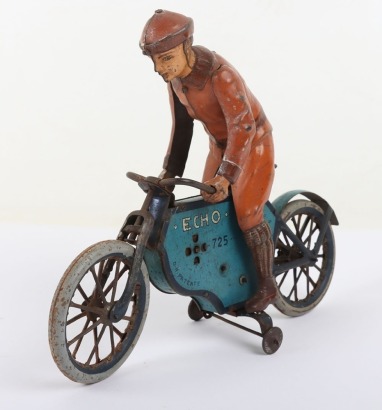 Lehmann 725 tinplate clockwork Motorcyclist ECHO, German 1920s